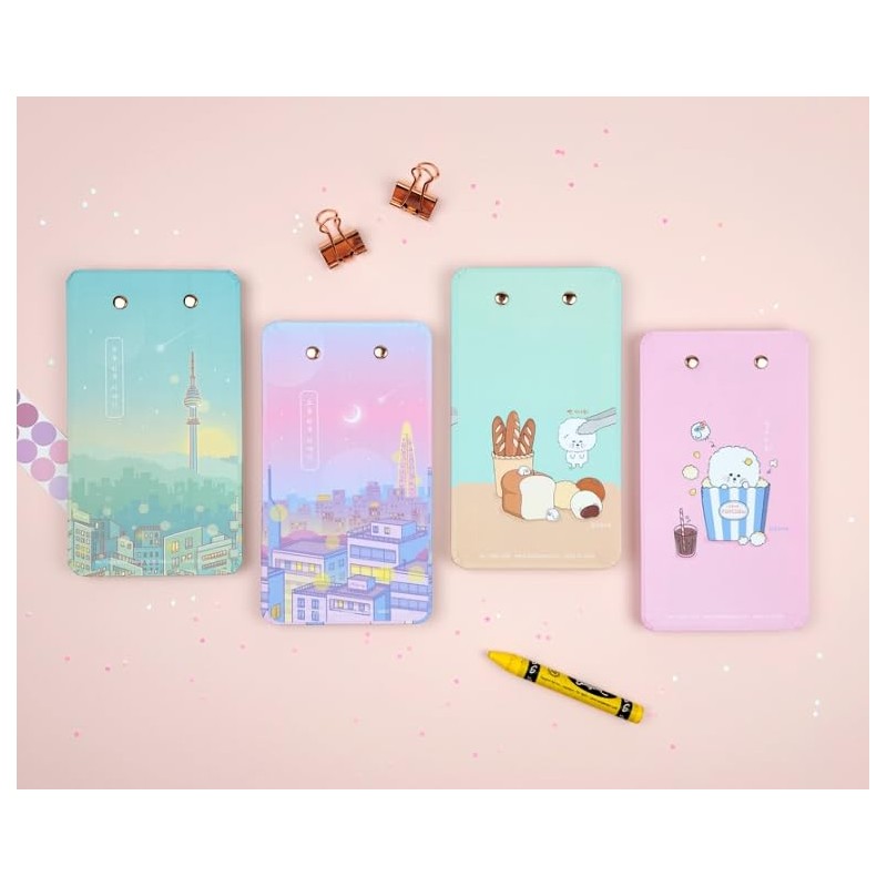 Korean Aesthetic Mini Clip Board with Tear-Off Memo Pad, Handy