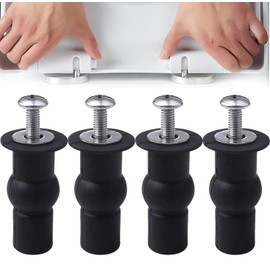 Wzenclave 4pcs Toilet Seat Screws, Stainless Steel & Rubber, Hex Screws, Fix WC Hinges, Repair/Replace Toilet Seat Hinges