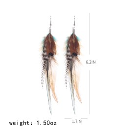 lureme Bohemian Multicolor Pheasant Feathers Dangle Earrings Handmade Natural Feather Earrings (er006314-4)