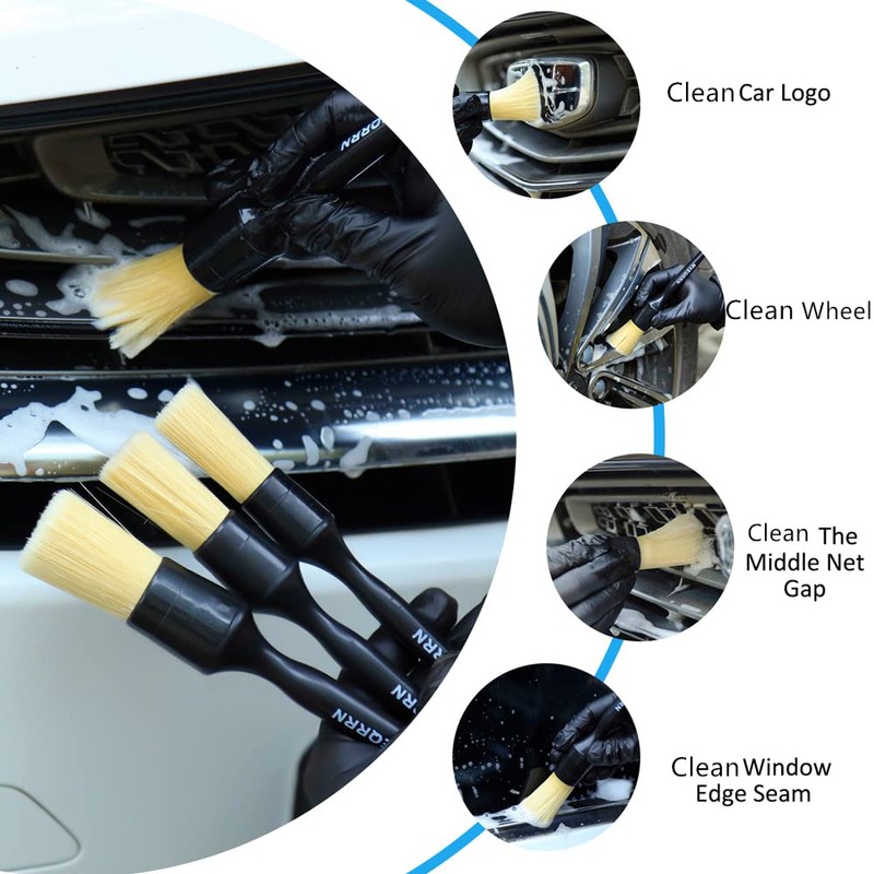 MVEQRRN Boars Hair Ultra Soft Detailing Brushes Set, 4 Pcs
