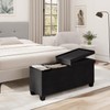 STORAGEBUD STORAGEBUD Storage Ottoman Bench with Bins, 43-in Storage Bench for Bedroom End of Bed, Folding Foot Rest Ottoman for Living Room Max 660lbs, Fabric Ottomans, Black