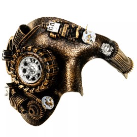 GIFTSHOP101 Phantom of the Opera Steampunk Mask with LED Lighting Masquerade - Black Gold