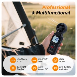 Tolesum 3 in 1 Digital Wind Gauge, Handheld Anemometer with Measurement of Wind Speed, Temperature, Windchill Wind Speed Meter Gauge for Surfing/Drone/HAVC/Sailing