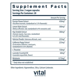 Vital Nutrients | Vegan Sleep Supplement | Promotes Relaxation and Restful Sleep | Natural for Adults | Soothing Lavender Scent | Gluten, Dairy, Soy Free | 60 Capsules | Vital Nutrients