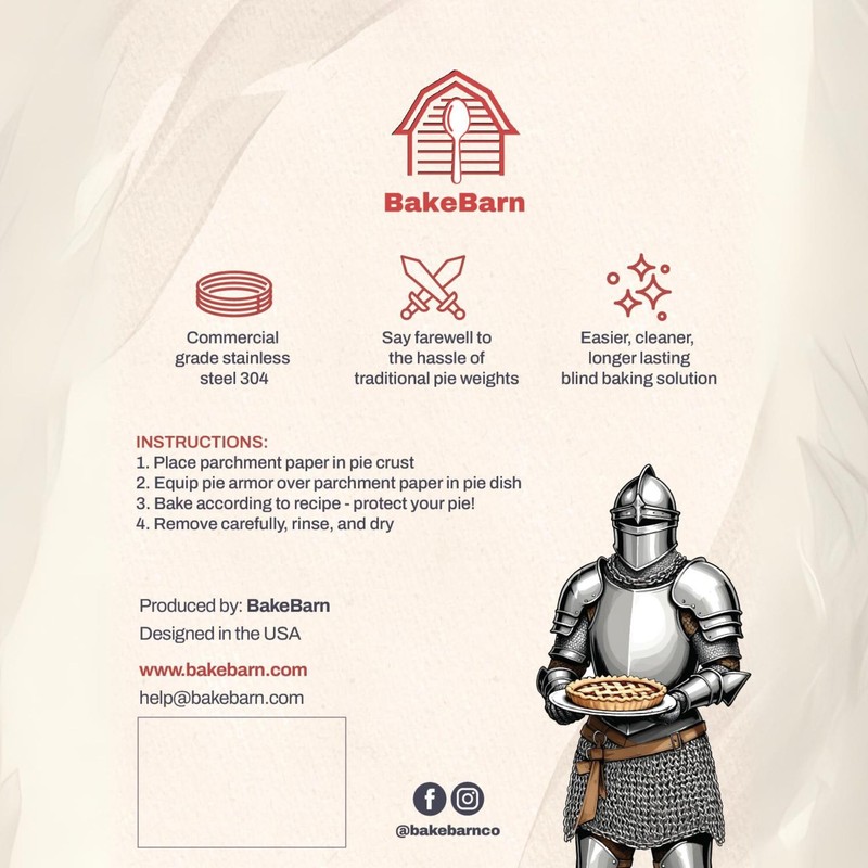 BakeBarn Pie Armor, Universal Fit Pie Weight for 7-10 inch