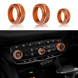 SENSHINE Air Conditioning Knob Cover Volume Control Tune Switch Buttton Covers for Dodge Durango Accessories 2021 2022 2023 2024 AC Climate Adjust Trim Ring 3Pcs (Orange)