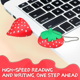 USB Flash Drive 64GB, High-Speed USB 2.0 Mini Cartoon 64GB Memory Stick Thumb Drive,Cute Strawberry Shape USB Pen Drive Perfect for Giving to Family and Friends (Pink)