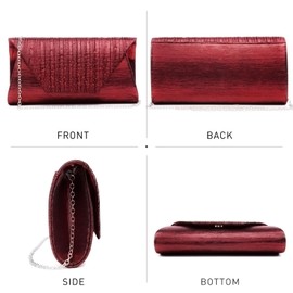 Dasein Women Evening Bags Wedding Purses Handbags Party Clutches Cocktail Prom Clutch with Glitter Rhinestones (Burgundy)