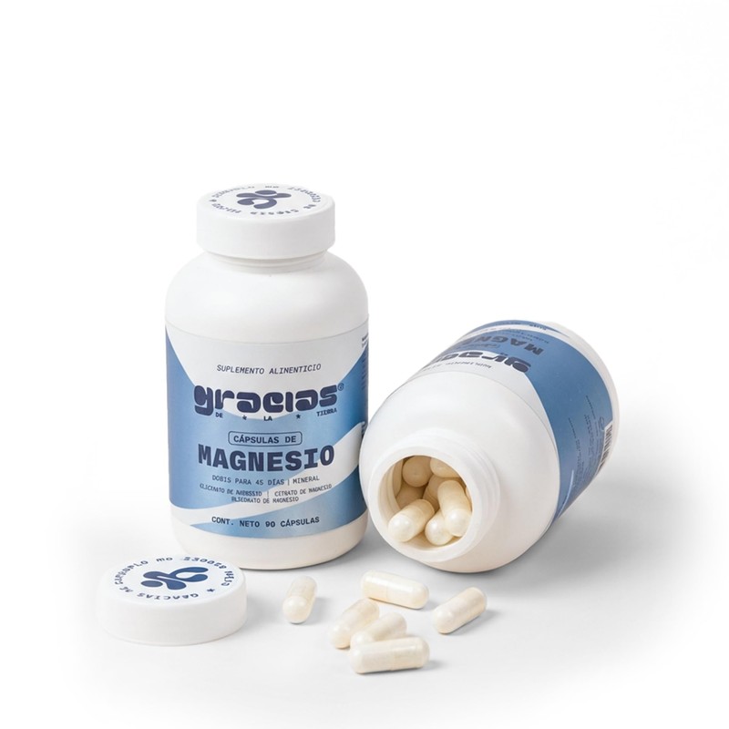 Cápsulas de Magnesio 90 Pzs – Glicinato, Citrato y Gluconato