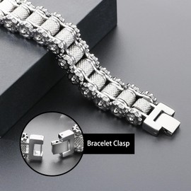 Klapgo Men's Stainless Steel Gear Link Chain Bracelet Industrial Motorcycle Design Gift for Him Biker