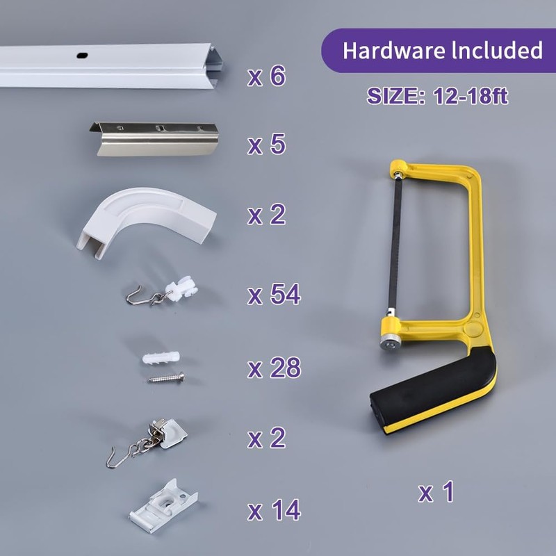 SOLOKOS Room Divider Ceiling Track Set for Curtains with Hooks,