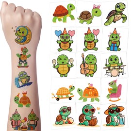 JoyfulGlam 73 PCS Turtle Temporary Tattoos for Kids, Animal Fake Tattoos Birthday Party Decorations, Cute Cartoon Turtle Sticker Decor Gifts for Girl Boys Home Activity Class Prizes