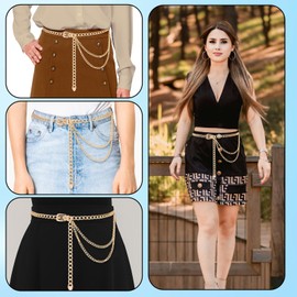 TIESOME Punk Waist Chain Gold Metal Belt, Fashion Multilayer Chain Belts Adjustable Metal Body Waist Link Belts Elegant Jewelry Accessories Body Decorate for Dresses Jeans Skirts Trouser
