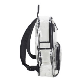 Eastsport - Backpack, PVC Plastic, 12 1/2 x 5 1/2 x 17 1/2 - Clear/Black, 193971BJBLK