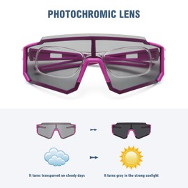 STORYCOAST Polarized Sports Sunglasses for Men Women,Driving Fishing Cycling Mountain Bike Sunglasses UV400 Protection, 1-(a)pink Frame-photochromic Lens, Standard