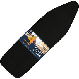 Ironing Board Cover and Pad with Standart Size 15" X 54", Adjustable Elastic Edge Fit, Extra Thick Padding, Heat Reflective, Non Stick Scorch and Stain Resistant (Black, 15" X 54")