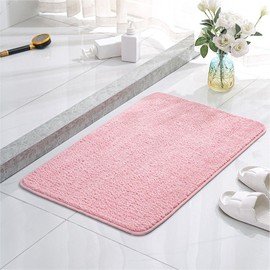 Bath Rug Mats 45x70cm,Non-Slip Bathroom Carpet Rugs,Extra Soft and Absorbent Microfiber Bath Rug,Washable Bath Rugs for Bathroom Floor,Pink Color