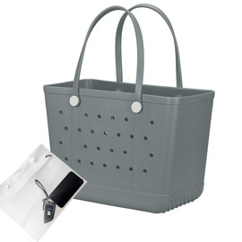 UeKeKicg Beach Bag X Large Rubber Beach Tote Bag, Waterproof Sandproof Tote Bag Outdoor for Women Travel Bag Washable Sports Hand Bag for Gym, Beach, Travel, Pool, Yoga