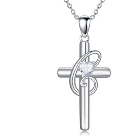 PROESS Initial Cross Necklace 925 Sterling Silver A-Z with Letters Necklace Initial Cross Pendant Chain Initial Jewellery Gifts for Women and Girls (3-C), Sterling Silver