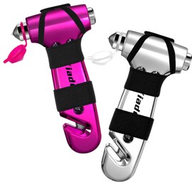 Yiader Car Window Breaker Tool, 3-in-1 Emergency Escape Tool with Window Breaker and Seat Belt Cutter, Safety Emergency Car Escape Tool for Car, Electroplating Pink and Electroplating Silver