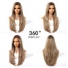 OUFEI Ombre Ash Blonde Wigs for Women Long Wig with