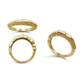 Premium Ring in Wave Shape | Curved Ring Made of 925 Sterling Silver Gold-Plated | Simple Women's Ring, Precious metal