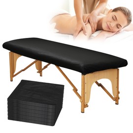 Fancystyle Case of 192 Disposable Fittted Massage Table Sheets and Fitted Headrest Covers Black