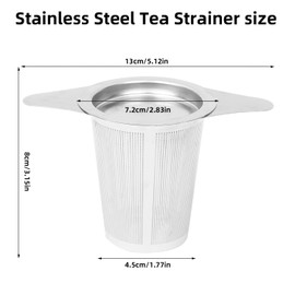 Tea Filter,304 Stainless Steel Tea Strainer,with lid Wide Handle Tea Infuser,for teapots Cups Mugs to Brewing Steeping Tea Leaf Strainer,Loose Tea Strainer,Tea Infuser for Loose Tea (3 pcs)