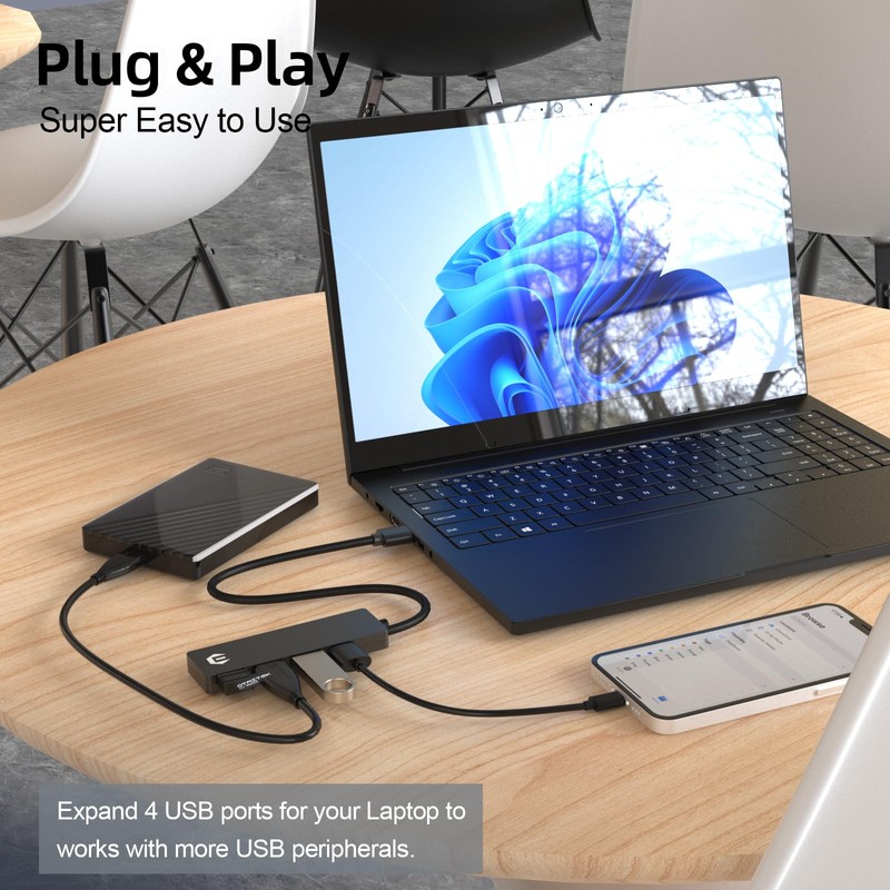 USB C Hub, TOTU 4-Port USB C Hub Extra Light