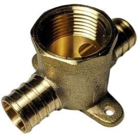 1 Piece XFITTING 3/4'' Pex x 3/4'' Pex x 3/4'' Female Tee Drop Ear, Brass Crimp Fitting, Pex B 0.75 Inch