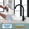 Black and Chrome Kitchen Faucet with Sprayer, WOWOW Stainless Steel
