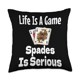 Spades Game Night Gifts Life Spades is Serious Funny Card Game Winner Throw Pillow, 18x18, Multicolor