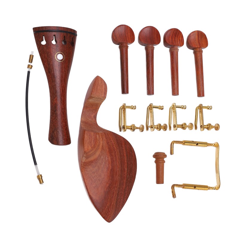 4/4 Wood Violin Parts Tailpiece Chinrest Tuning Pegs Metal Tail