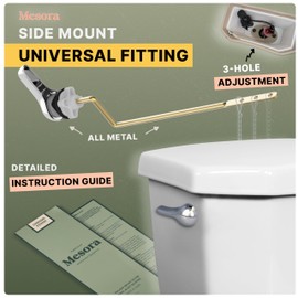 Mesora Aluminum Toilet Handle Flush Lever Replacement Kit with Flapper Chain, Brass Lever, Chrome - Toilet Repair Handle, Compatible with Most Toilets (Side Mount)