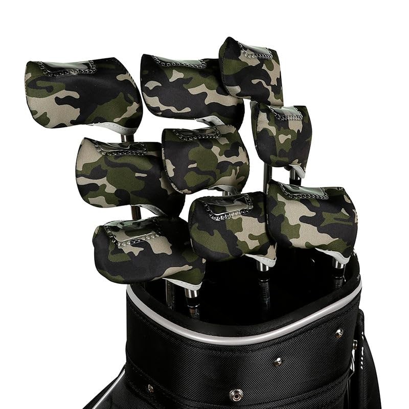 Golf Club Iron Head Covers 10 Piece Set Camouflage Green