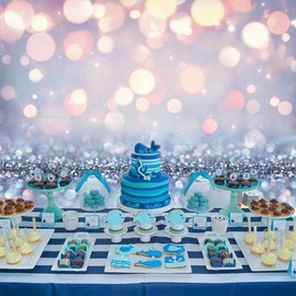 AIIKES 8 x 6 ft Bokeh Background Flash Photography Background Wave Dots Birthday Party Baby Children Photo Background Photo Studio Wedding Background 10-596