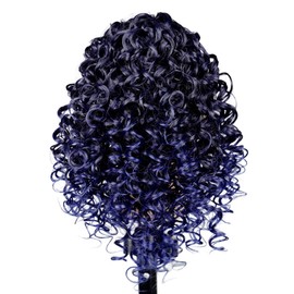 Xiaofeng Spring Curly Ponytail Hairpiece Black to Dark Blue Drawstring Synthetic Ponytail Extension for Women and Girls Daily Use (1B/A28, 12 Inches)