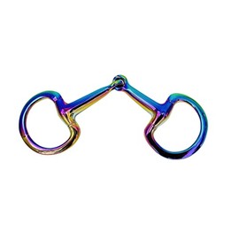 Lenza Horse Bits Rainbow Thin Mouth Joint Flat Ring Eggbutt Snaffle Bit (11 cm)
