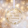 50th Wedding, 50th for Couple, 3" Glass Ornament for Golden