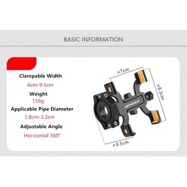 PengLAI Universal Bike Phone Holder - 360° Drehbare Motorrad Handyhalterung für Lenker mit Anti-Rutsch-Silikon-Pads, Passend für die meisten Smartphones - Einstellbares & Vibrationsfestes