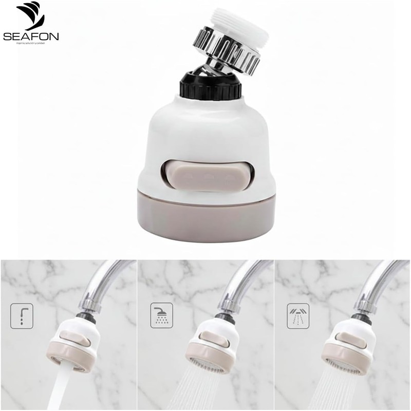 SEAFON Aireador para Grifo de Cocina 360° 3 Modos Antisalpicaduras