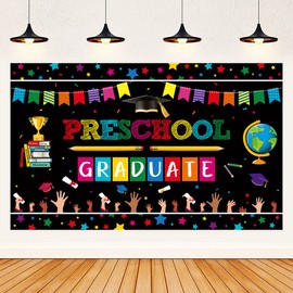 Nursery Graduation Party Backdrop 185 x 110 cm Preschool Grudation Theme Party Banner Congratulations Graduation Photo Backdrop for 2024 Nursery Graduation Party Decorations