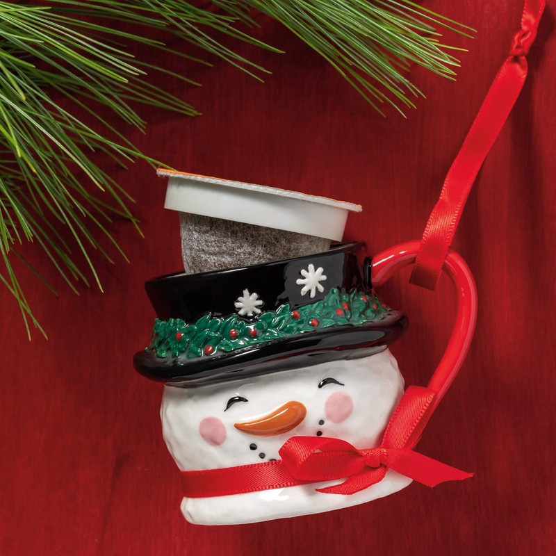 Demdaco Friendly White Snowman Coffee Pod 2.5 x 2.5 Stoneware