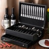 DoubleFill 2 Layer Leather Silverware Storage Box with Lid Drawer