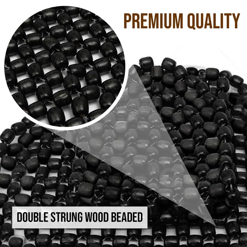 ZONETECH Black Wood Beaded Seat Cushion - Premium Quality Massaging
