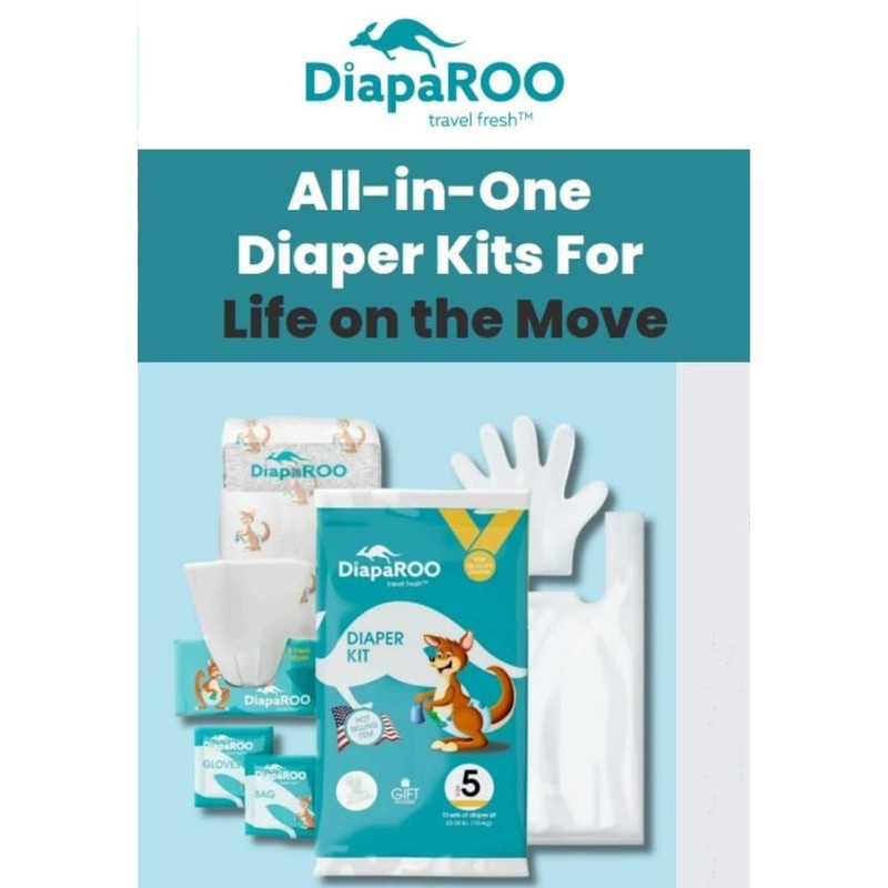 DiapaROO All-in-One Travel Diaper Changing Kit – 5-in-1 Kit Disposable