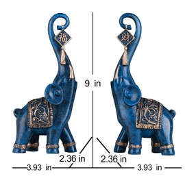 DOVDOV Elephant Statue, Blue Elephant Home Decoration, Good Luck Elephant Statue Decoration Home, Elephant Gift Living Room Entrance Shelf Decorations 2 Pack