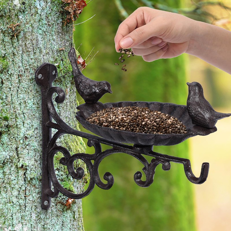 JUXYES Wall Mount Birds Feeder with Hanging Bracket, Heavy Duty