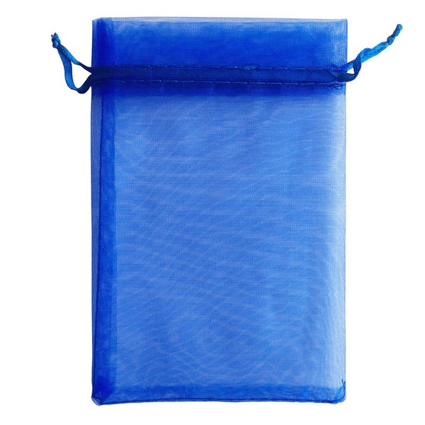 Pack of 100 4x6 inch Gift Wrap Bags Royal Blue, Organza Sheer Fabric Sturdy Material, Drawstring Carry Organizer for Baby Shower Favor, Celebration, Church, Rose Petals, Cosmetic, Ring, Earring, Watch