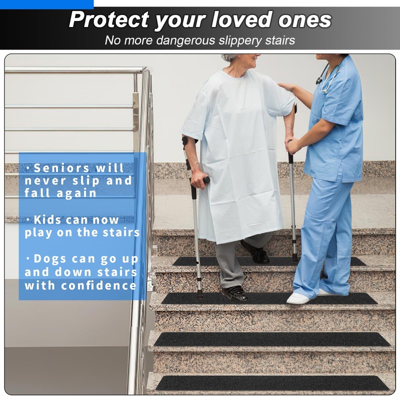 SMILOOL Outdoor Stair Treads Non-Slip Step Strips for Wooden Steps